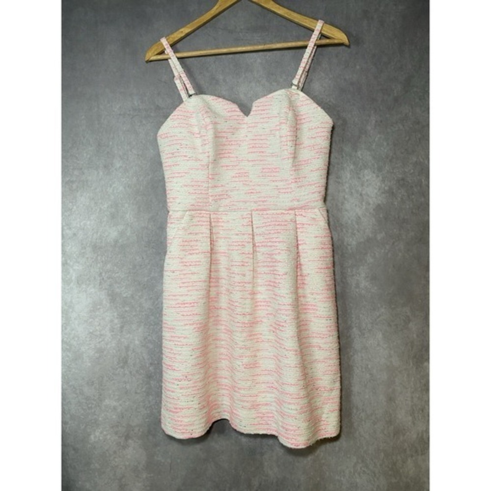 Romantic Feminine Corset Anthropologie Dress‎ 4 Tweed Pockets Pink